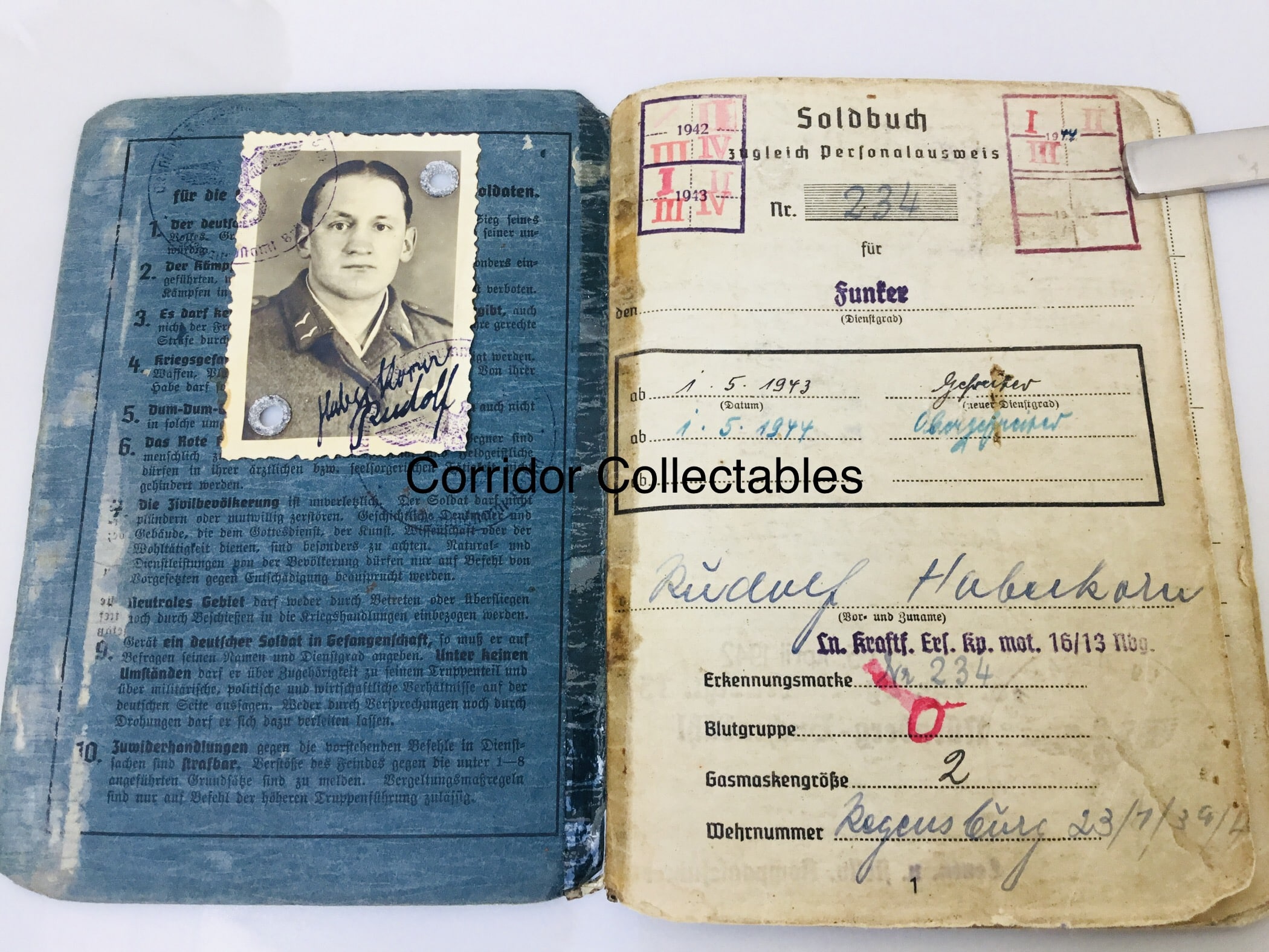 Soldbuch 6. Fallschirmjager Division Wounded Holland 1944