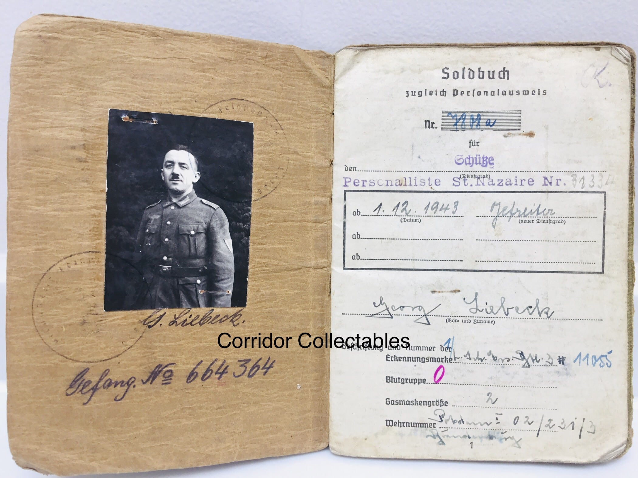 Soldbuch 265 Infanterie Division Normandy Festung St. Nazaire