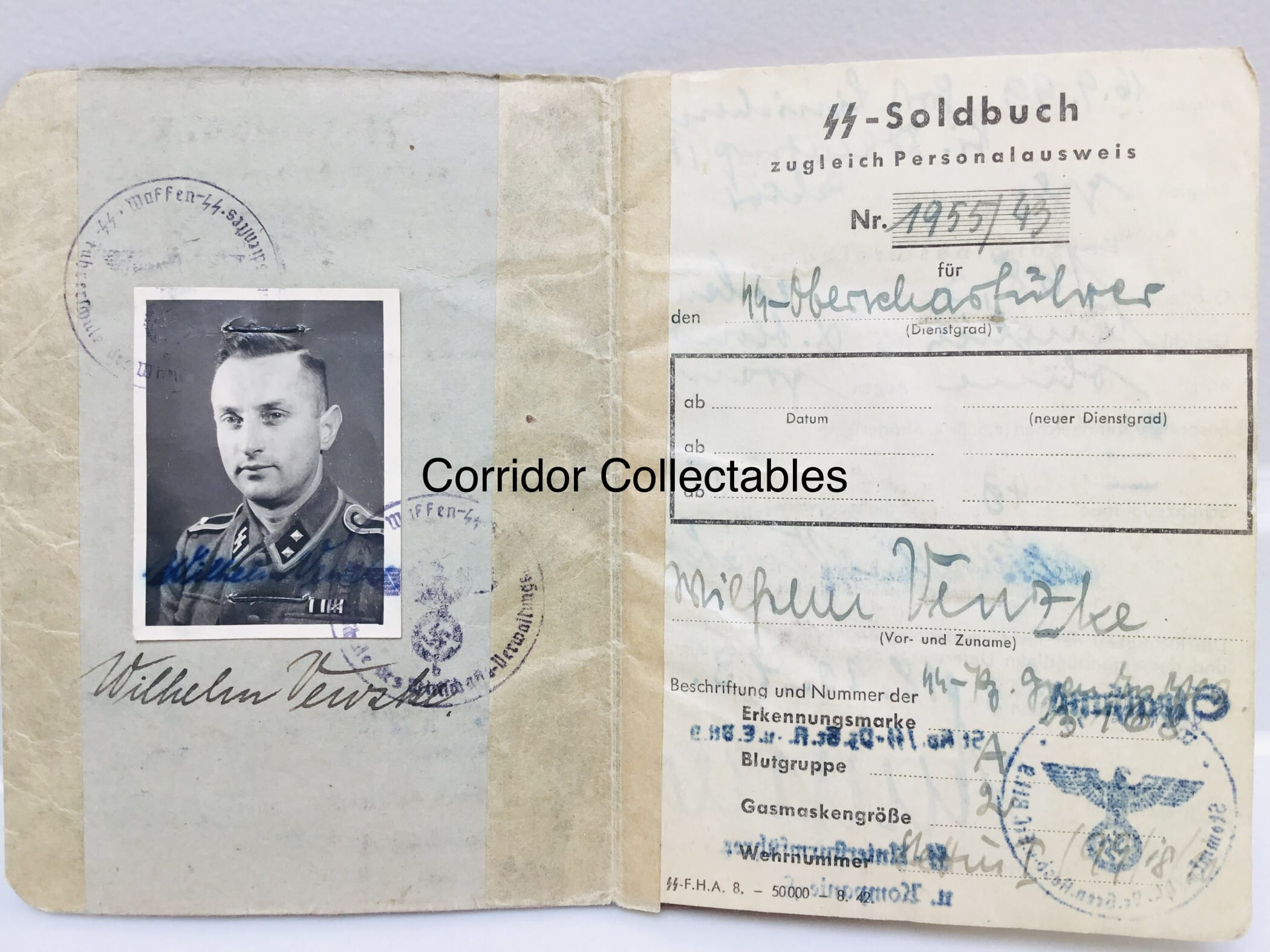 SS Soldbuch 9. SS Panzer Division Hohenstaufen WIA Normandy KIA 1945
