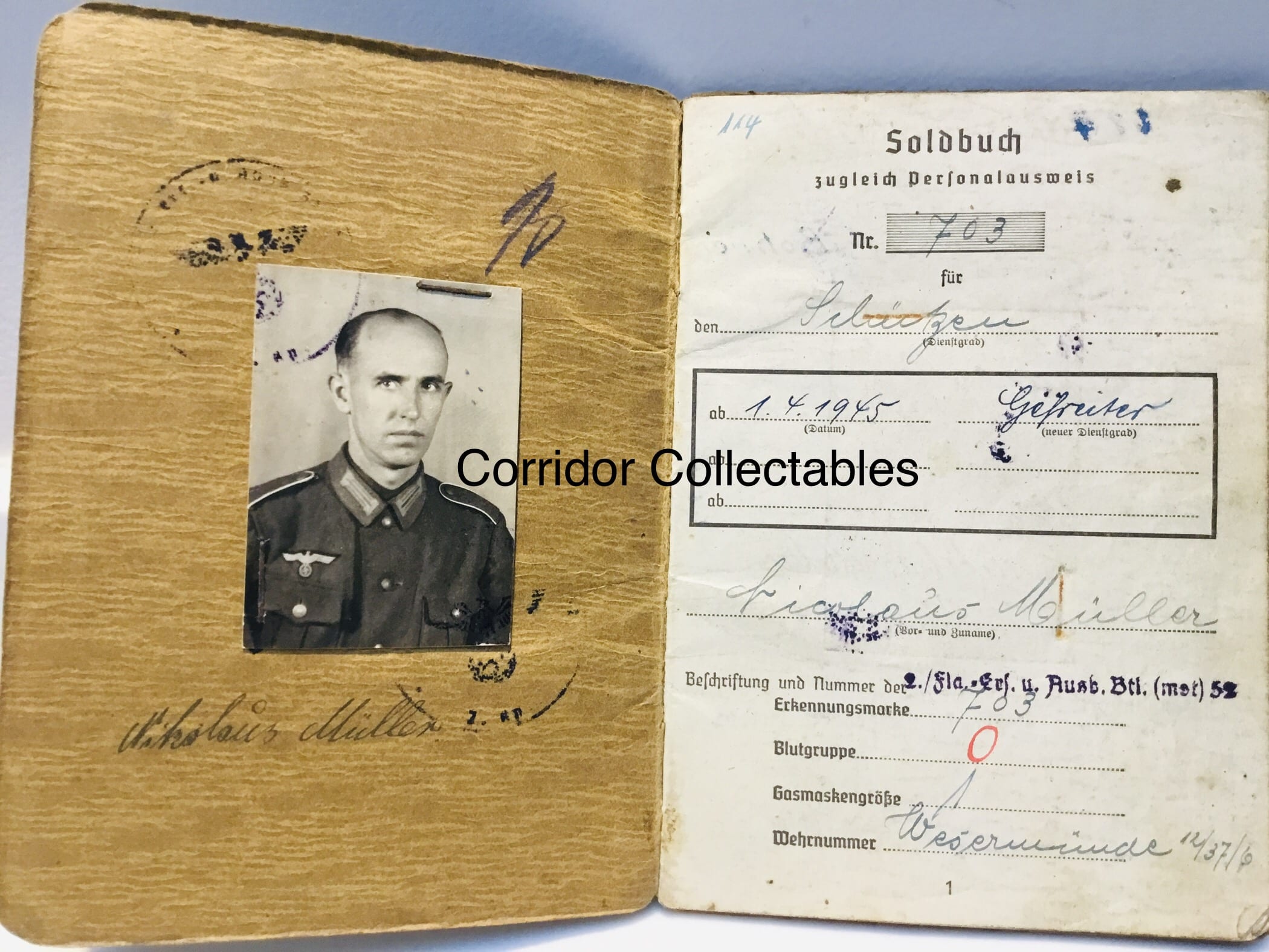 Soldbuch 3. Marine Infanterie Division Endkampf 1945