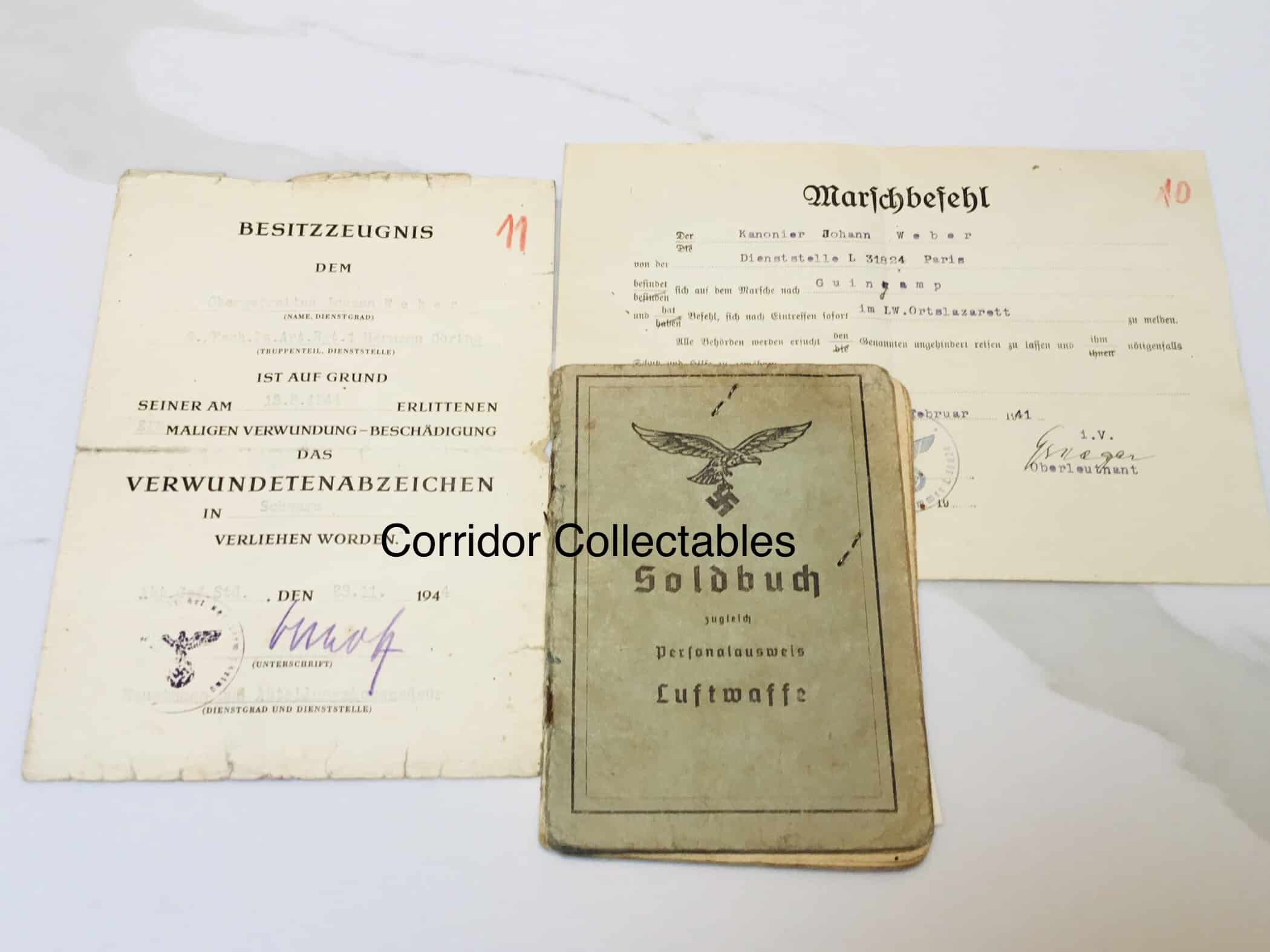 Soldbuch + citation Flak France - Fallschirm Panzer Division H.G. Warschau