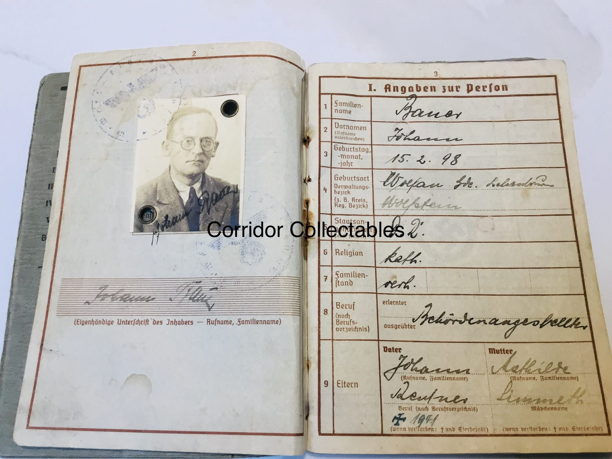 Wehrpass Fliegerhorst Kommandatur 205/VII Villafranca di Verona Italy 1944