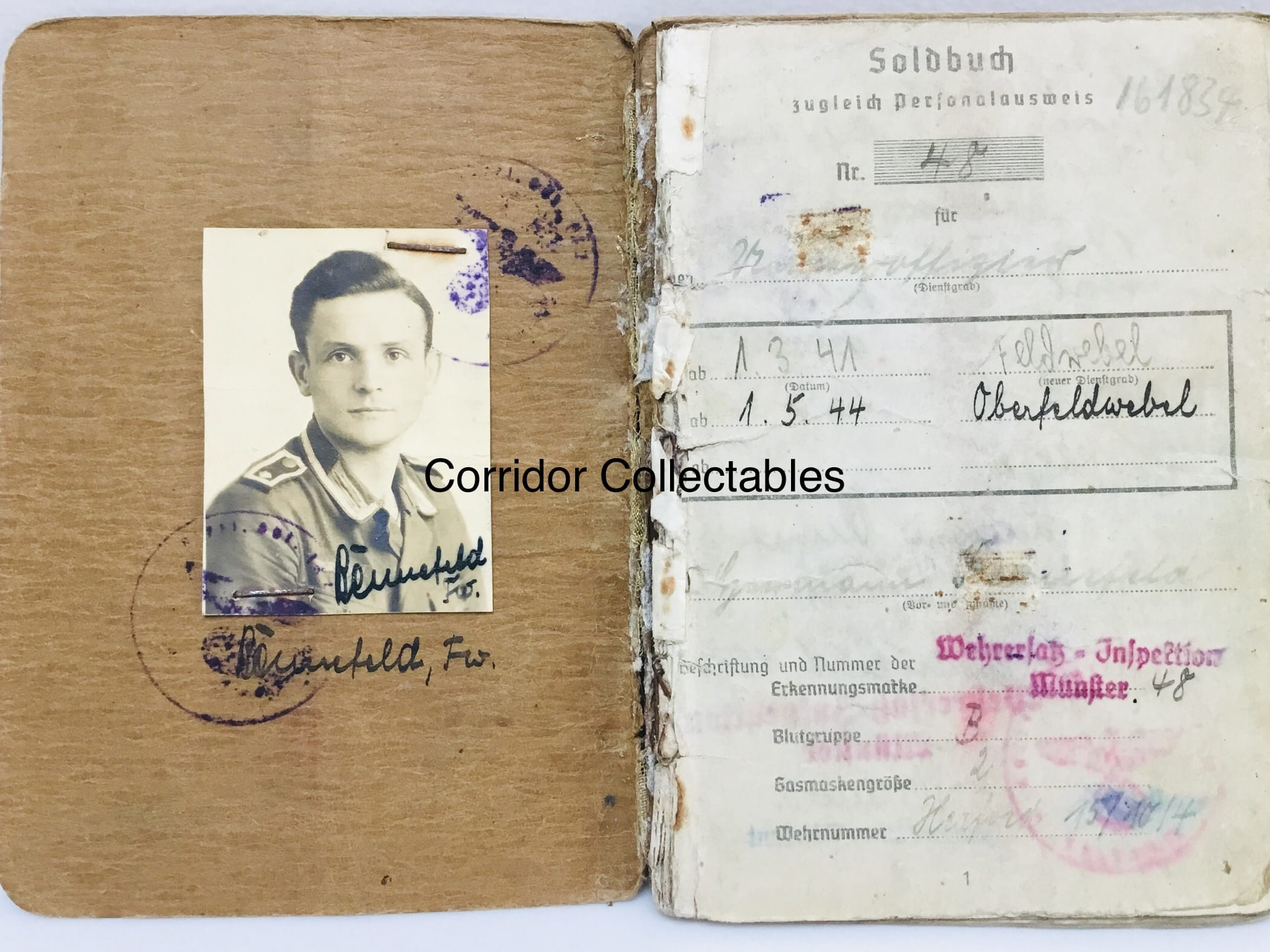 Soldbuch Feldhernhalle -  42. Jager Division Italy Italian Pionier Battalion 1