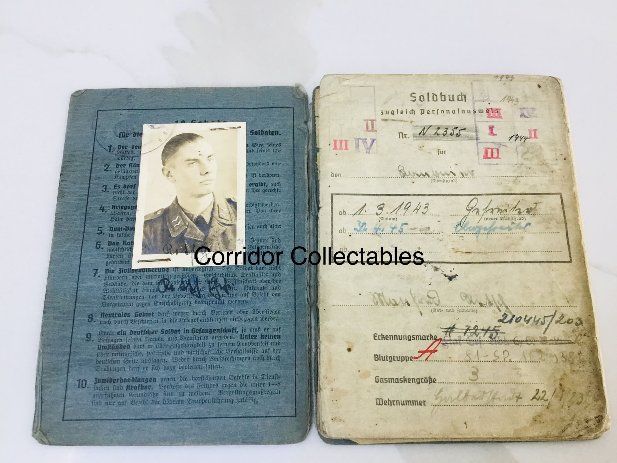 Soldbuch Flak Nettuno Fallschirmjager Pionier Battalion 4 Italy