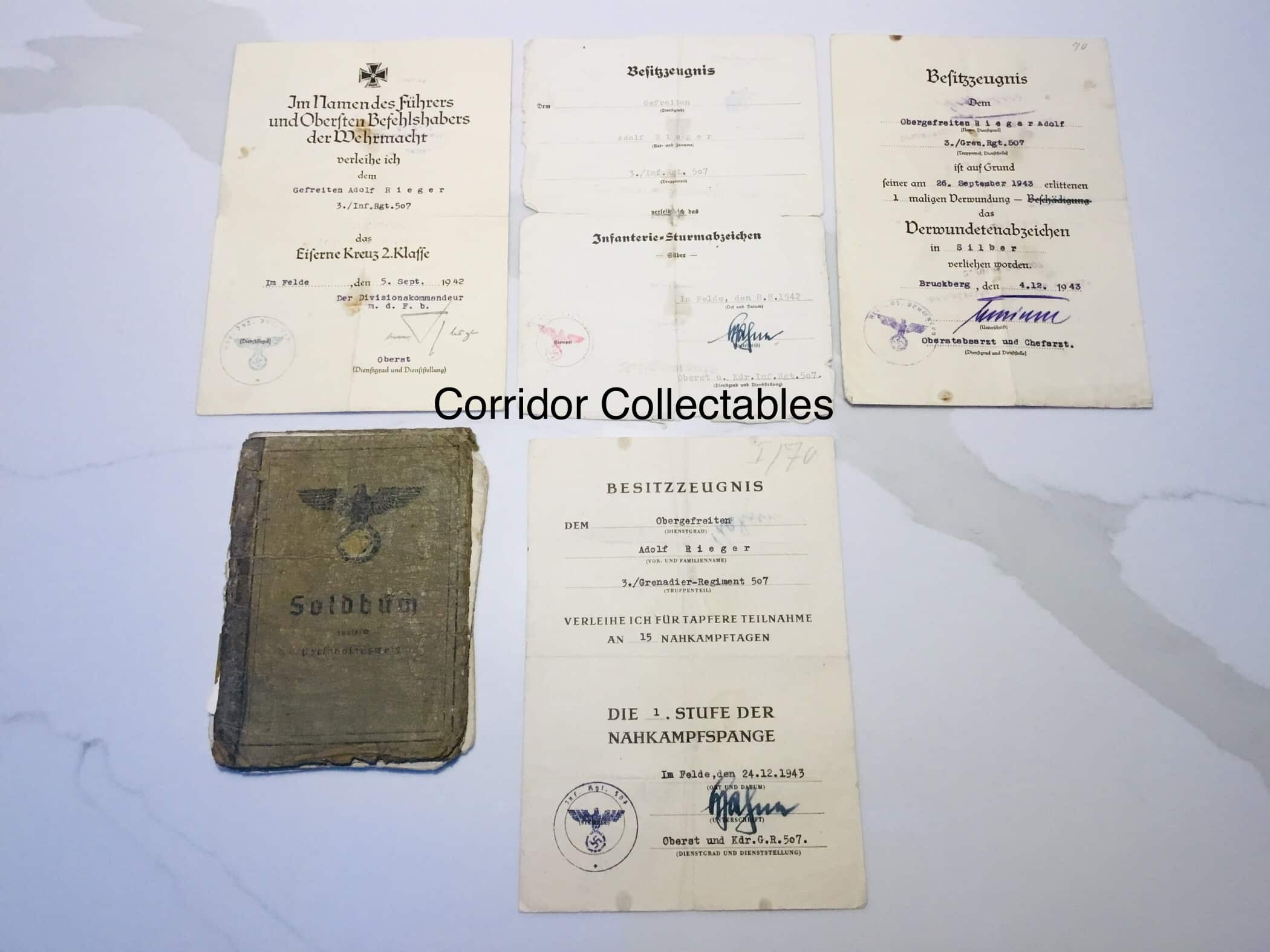 Soldbuch Nahkampfspange grouping 292. Infanterie Division Moscow Kursk