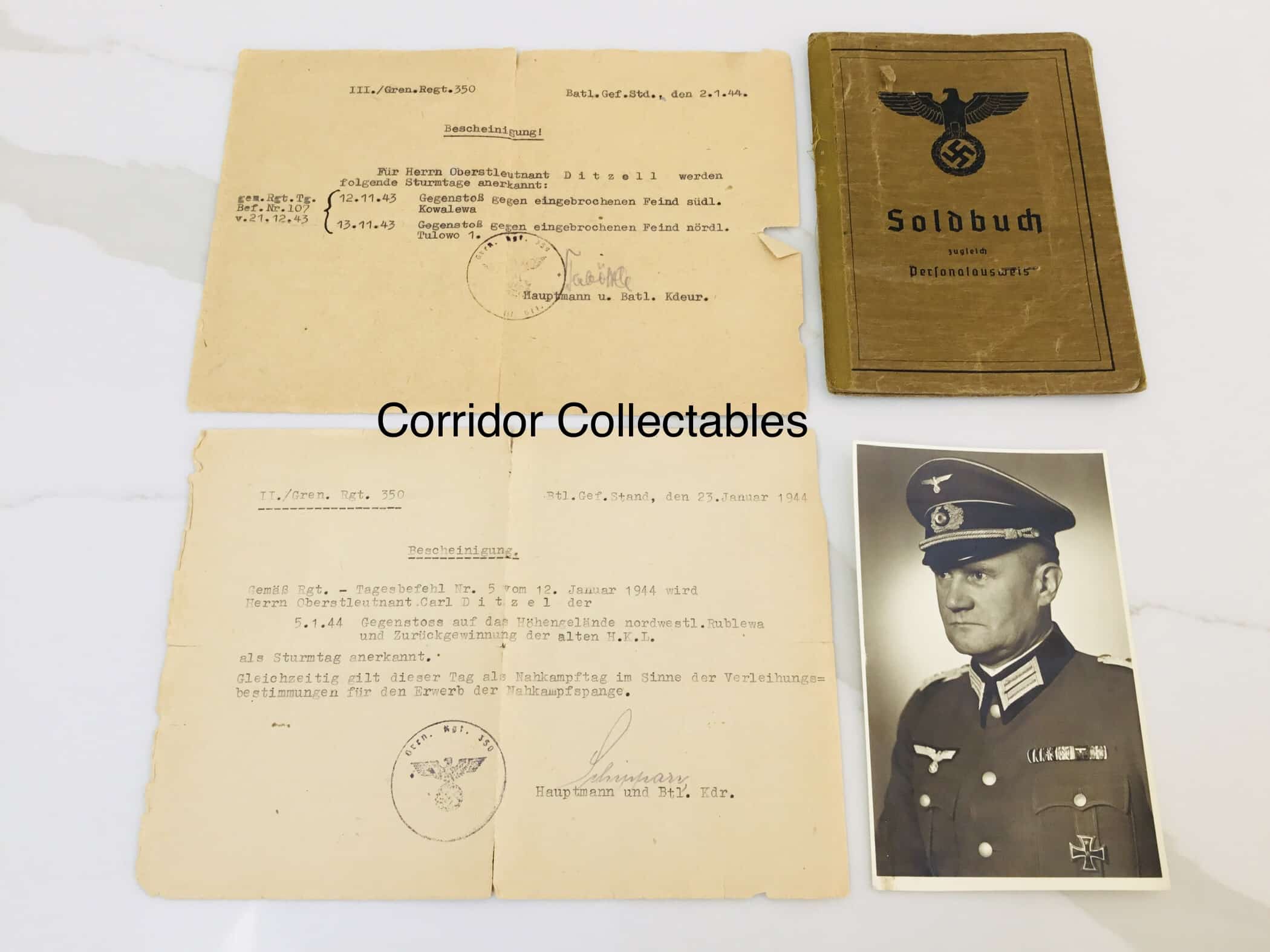 Soldbuch Oberstleutnant Ditzell Commander Division zbv 406 Westfront 1945