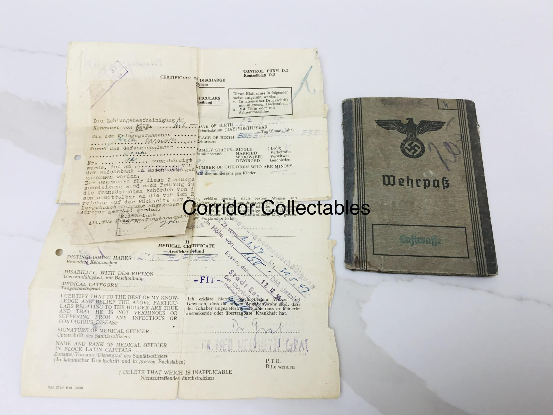 Wehrpass Kampfgeschwader 30 Adler Holland Gilze-Rijen - Norway - Danmark - Sicily- Finland