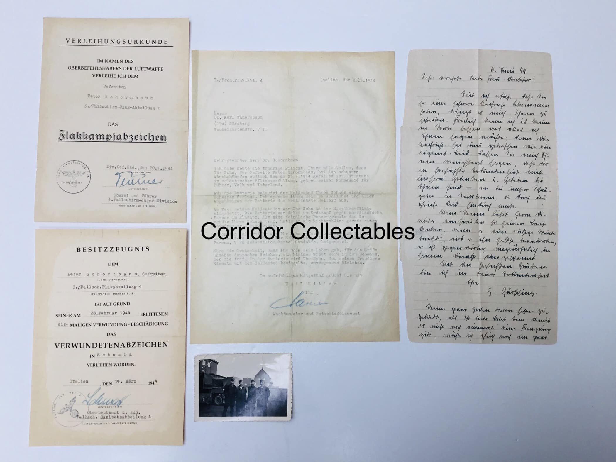 Citations 4. Fallschirmjager Division KIA - Italy 1944 Panzerknacker!
