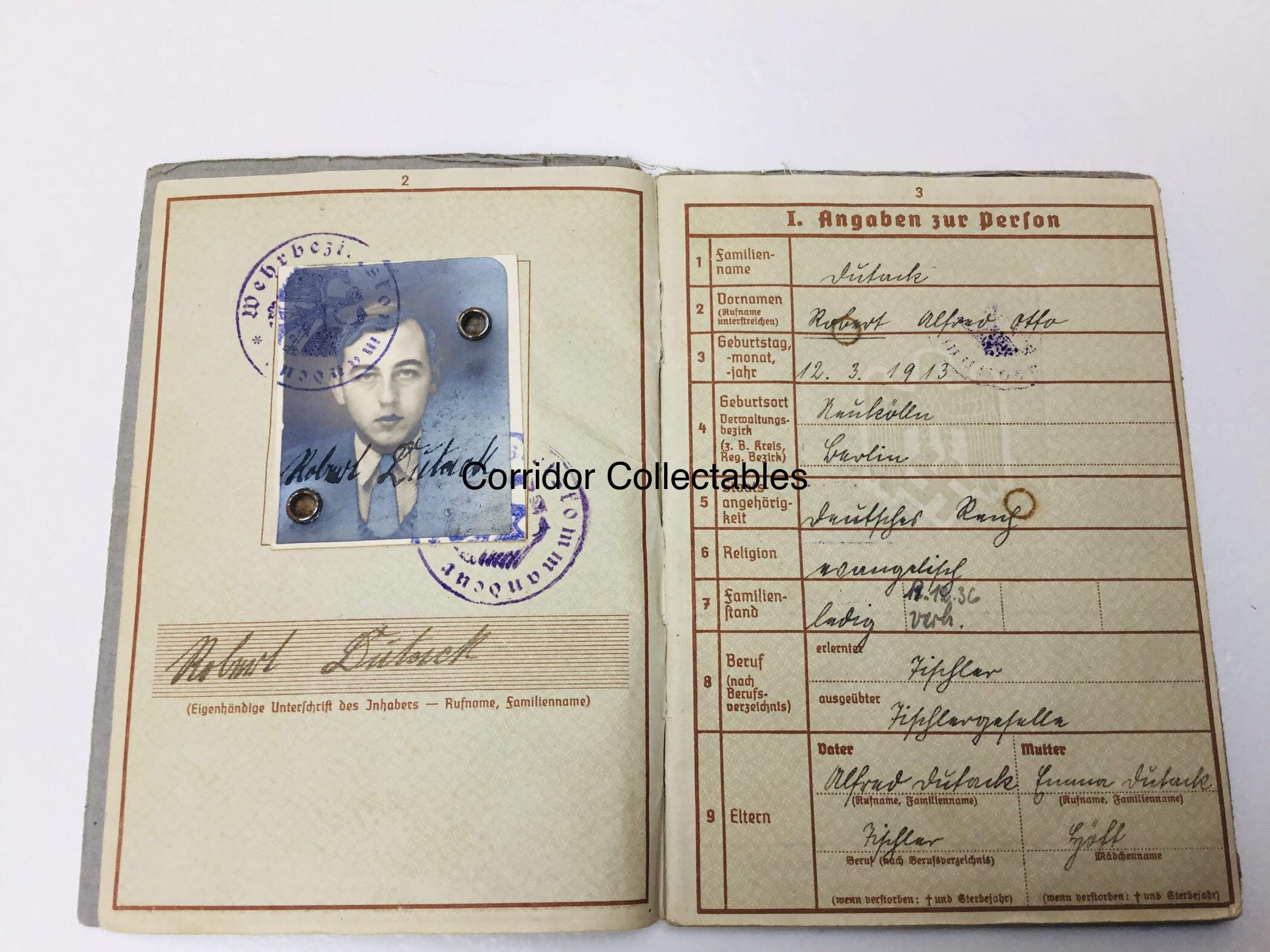 Wehrpass Eisenbahn Pionier Regiment 1 Holland - Belgium 1940 Russia