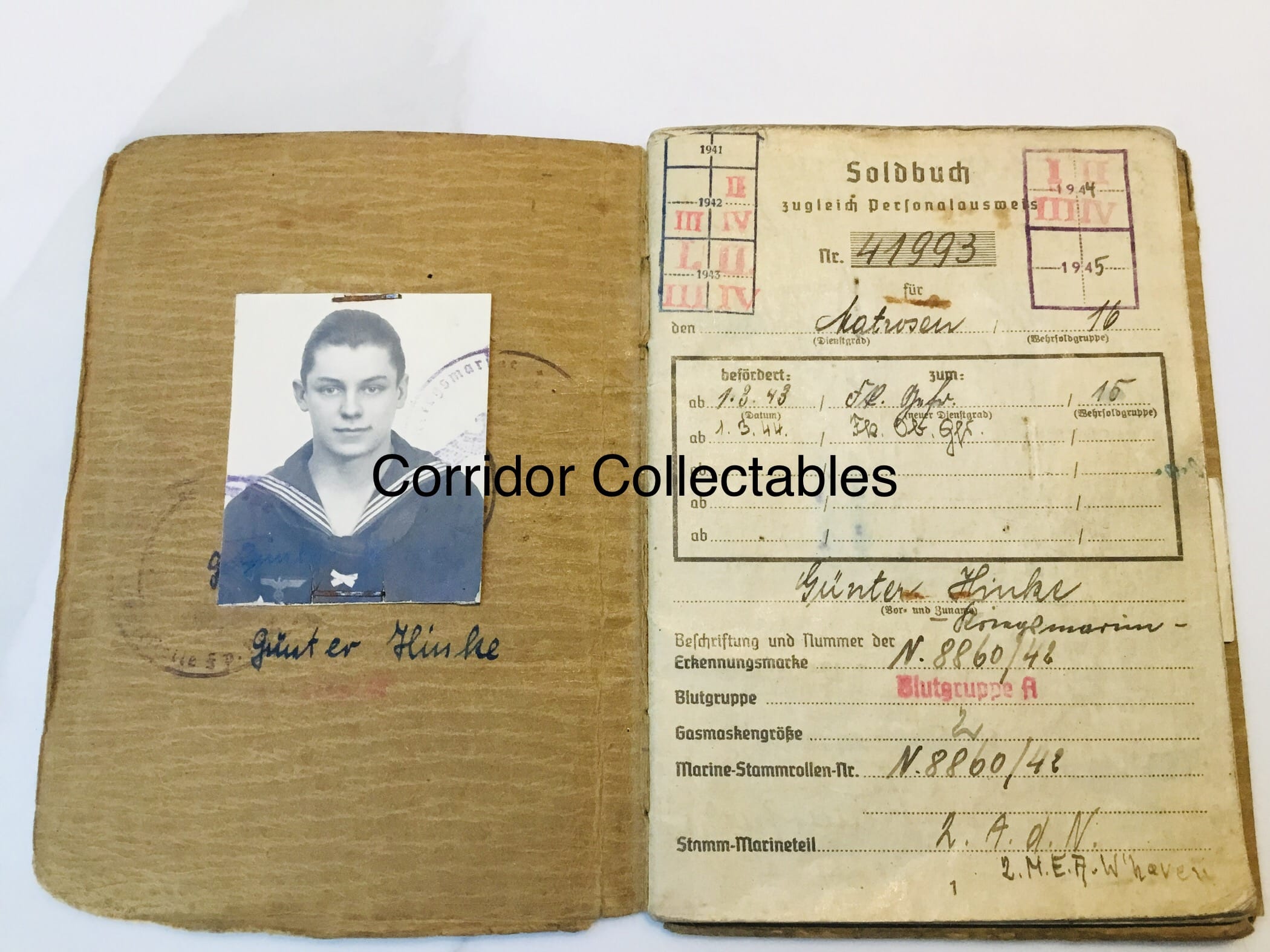 KM Soldbuch 6. Schiffstammabteilung Wezep Holland - Norway 1944 - 1945