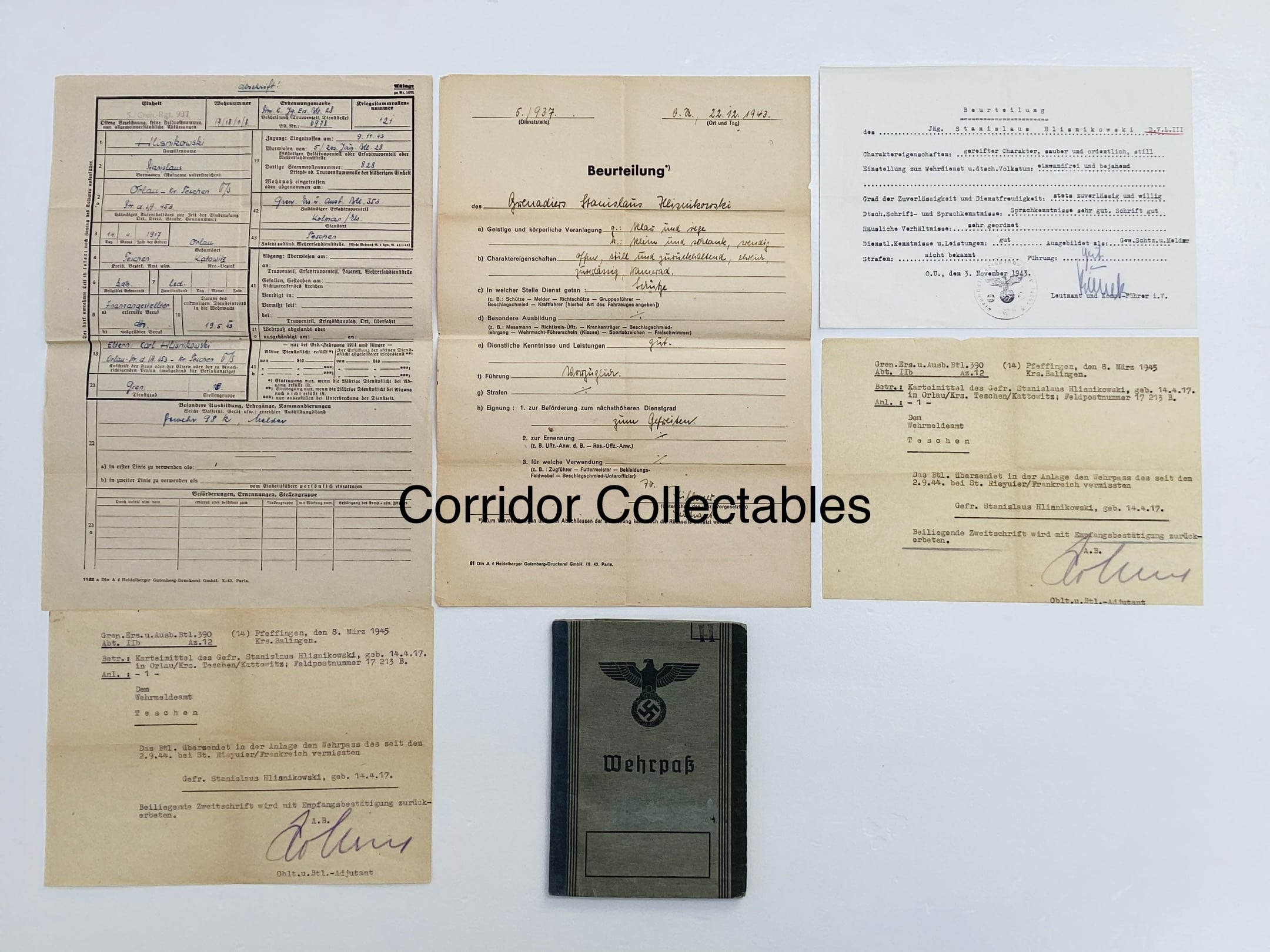 Wehrpass + papers 245. Infanterie Division MIA France Polish Origin