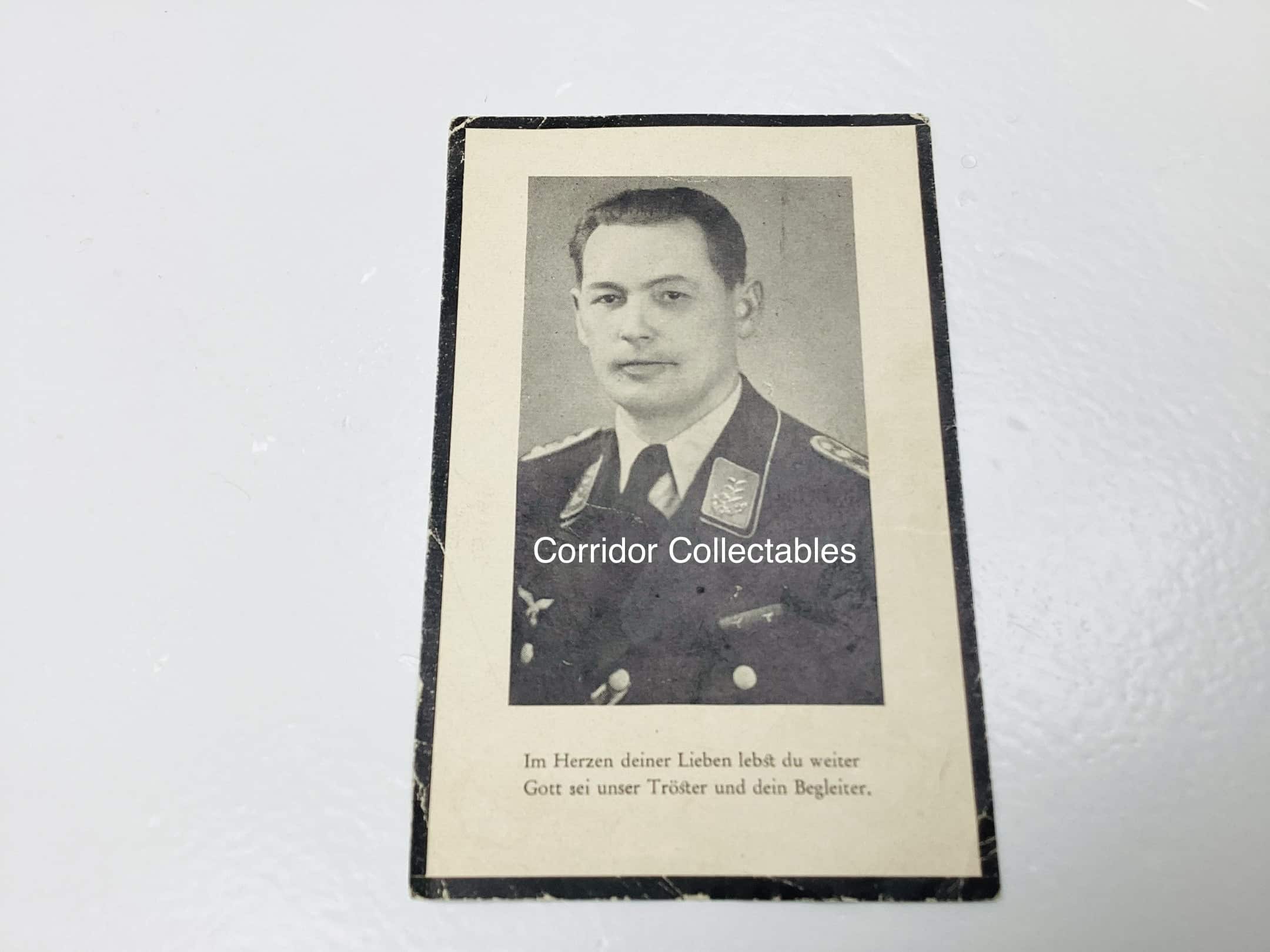 Death card Hauptmann and Battalion Commander Fallschirmjager Regiment 6 Holland 1944
